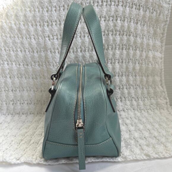Kate Spade Double Handle Aqua Blue Pebbled Leather Hand Bog With Dust Bag - Picture 5 of 12